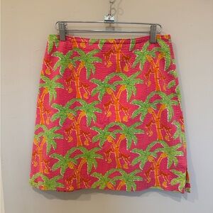 Lilly Pulitzer Vibrant Palm A-Line Skirt - Pink and Green